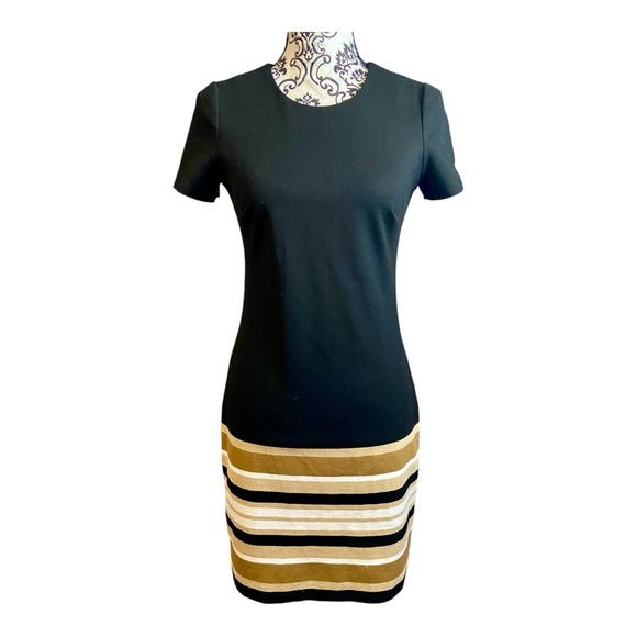 Calvin Klein Dresses & Skirts - CALVIN KLEIN Gold striped short sleeves mini dress